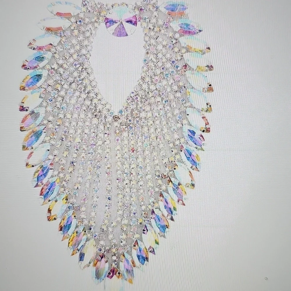 NWT Princess Rhinestone Ribbon Tassle Chain 8.5 x 13 cm Glam Bling Jewelry - Picture 5 of 10